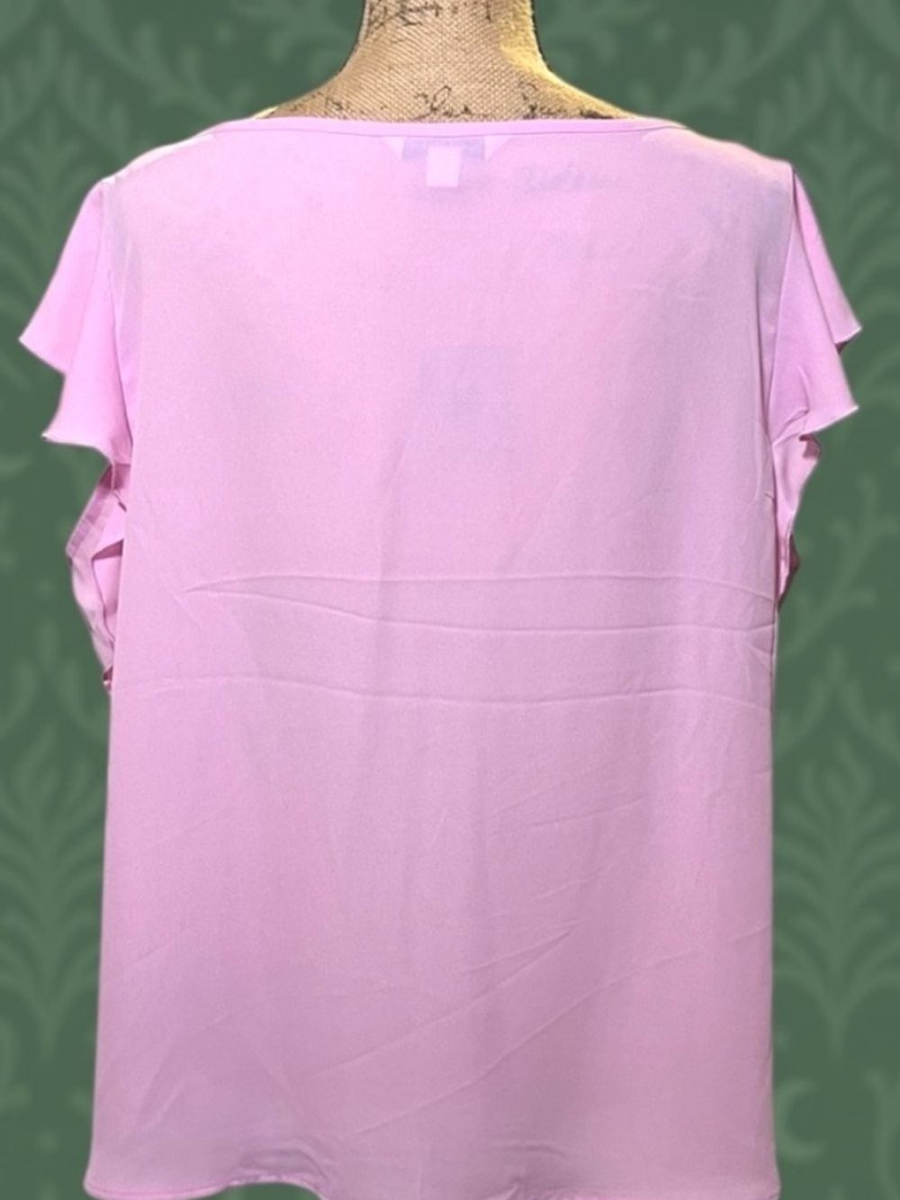 Counterparts Pink Flutter‑Sleeve Blouse Keyhole Detail XL New - Picture 5 of 13